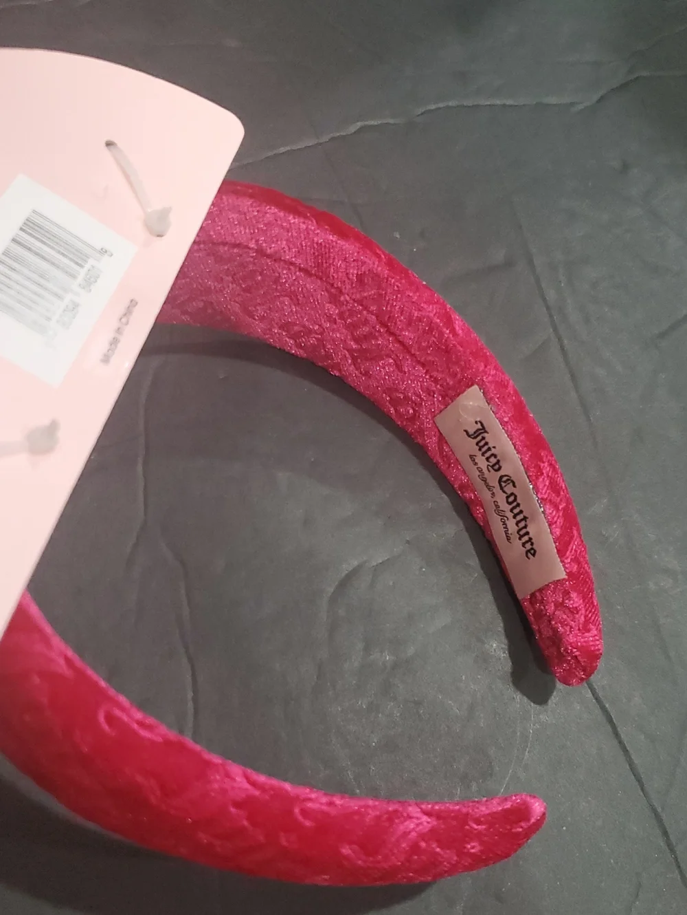 Juicy Couture 2 pack fuchsia raspberry Juicy embossed plush velvet headbands nee